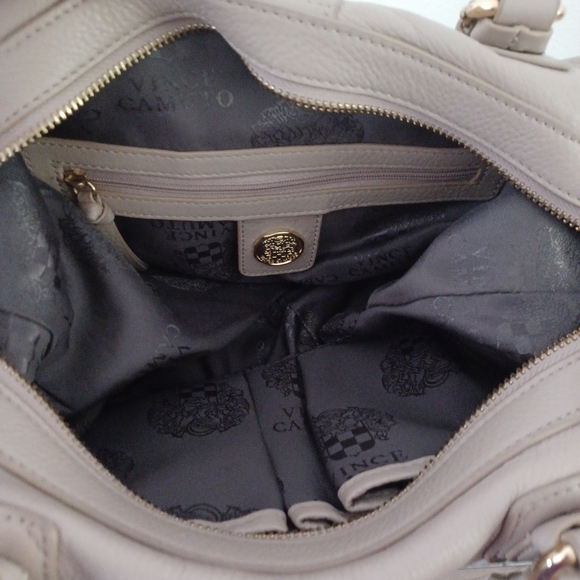 Vince Camuto Leather Unique vintage snap sides bag in taupe - Picture 5 of 8